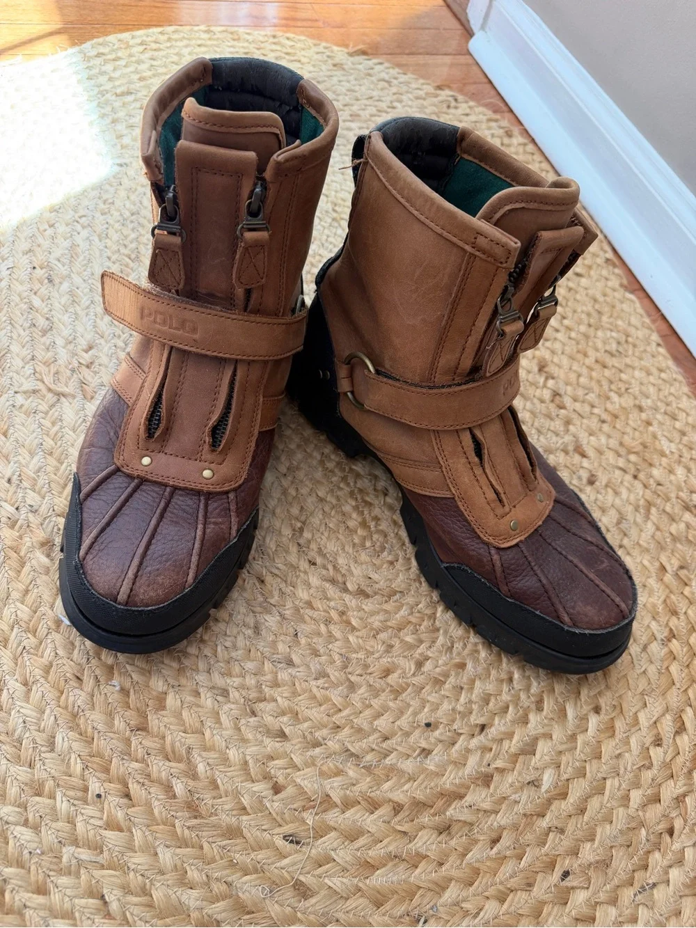 Polo Ralph Lauren Conquest Hi III Duck Boots Tan Brown Leather Men’s Size 10.5 D